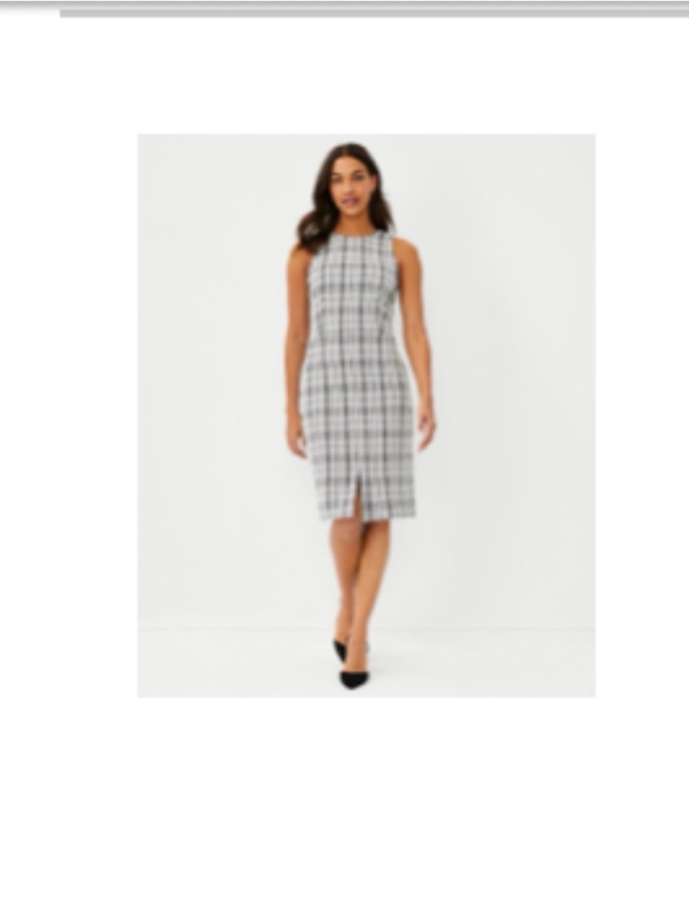 Ann Taylor Plaid Sheath Dress with Front Slit - Black & White